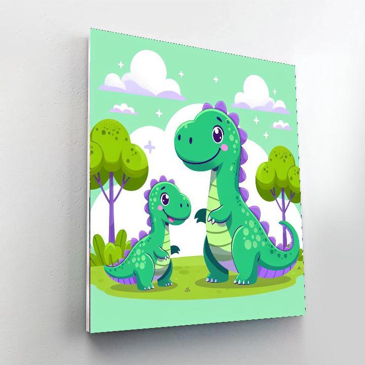 Happy Dinosaur Family Painting By Numbers Kit