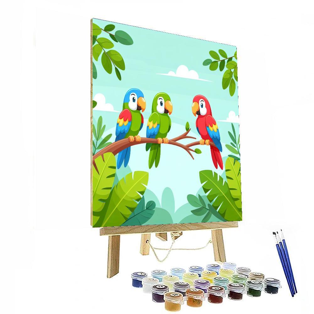 Joyful Parade Of Parrots Paint By Number