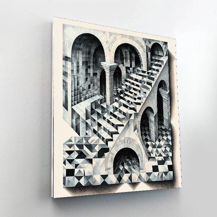 M.C. Escher Inspired Transcendent Illusions  Numbered Painting Kits