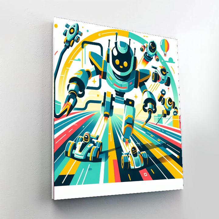Robot Racing Circuit DIY Paint By Numbers