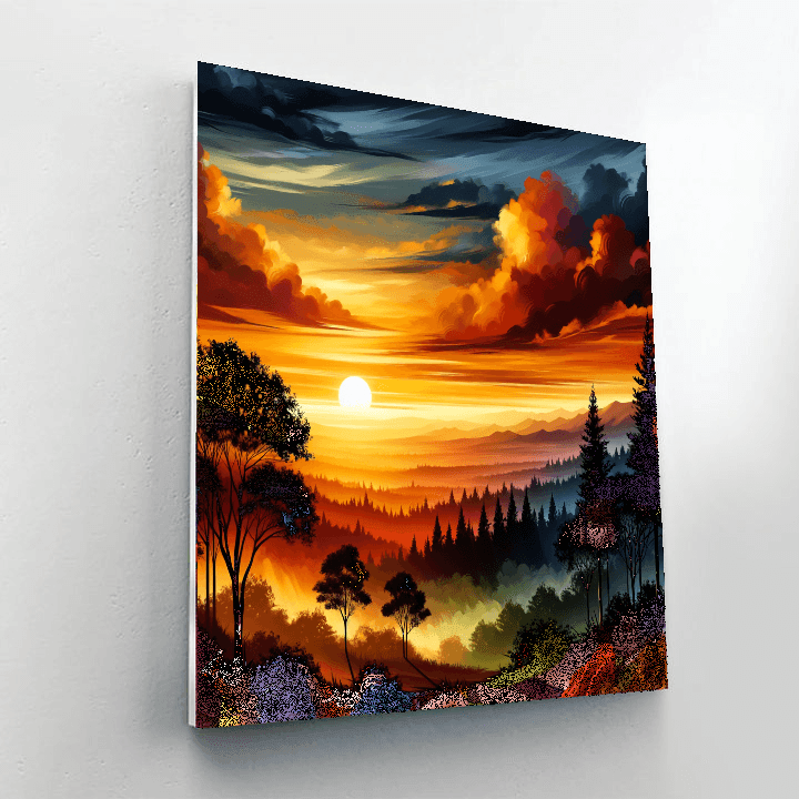 Radiant Sunset Silhouette Paint By Number