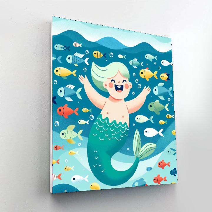 Friendly Mermaid Splash Number Painting