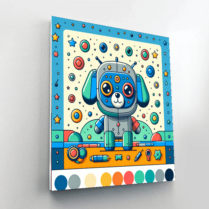 Happy Robot Dog Paint By Numbers Art