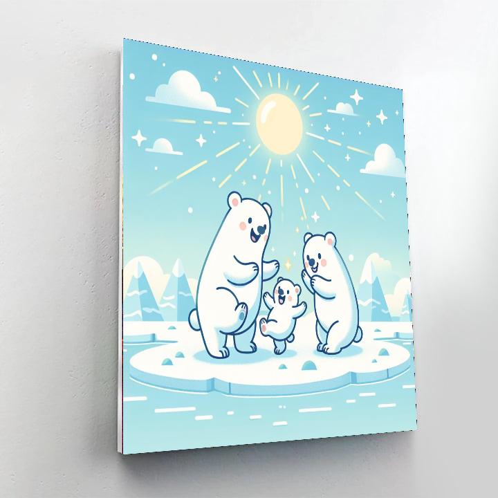 Friendly Polar Bear Family Paint By Numbers Art