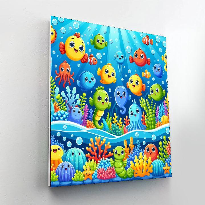 Cute Sea Creatures Painting Number Kit