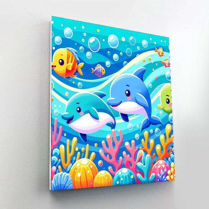Splashing Sea Creatures Painting Number Kit