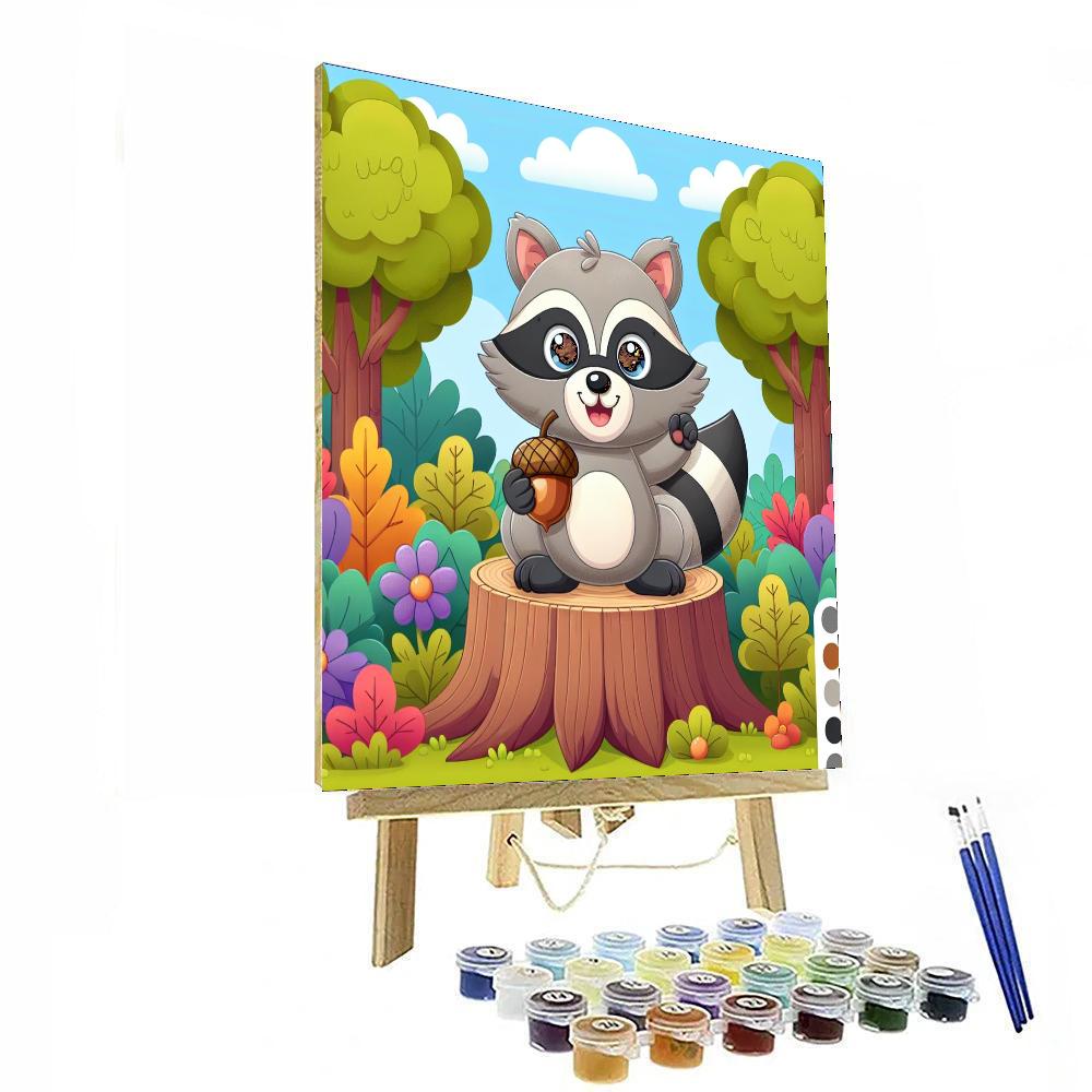 Silly Raccoon Adventure Numbered Painting Kits