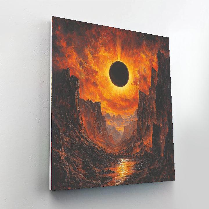 Thomas Moran Inspired Eclipse Over Mountains  Number Painting