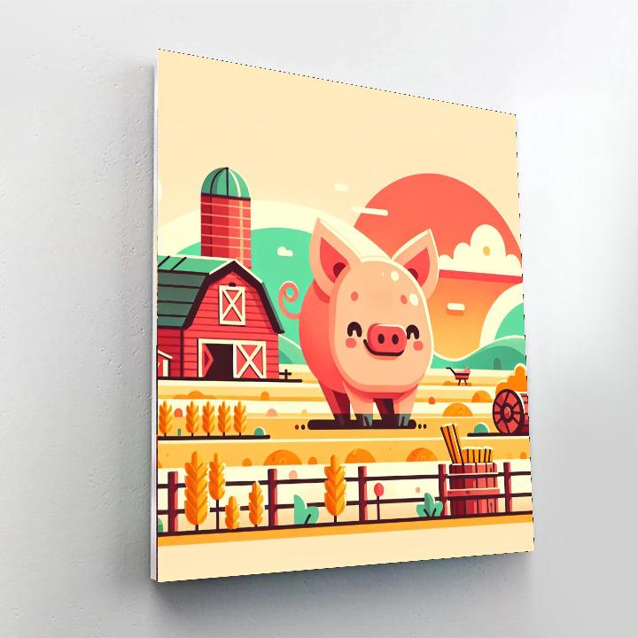 Jolly Farm Pig Numbered Painting Kits