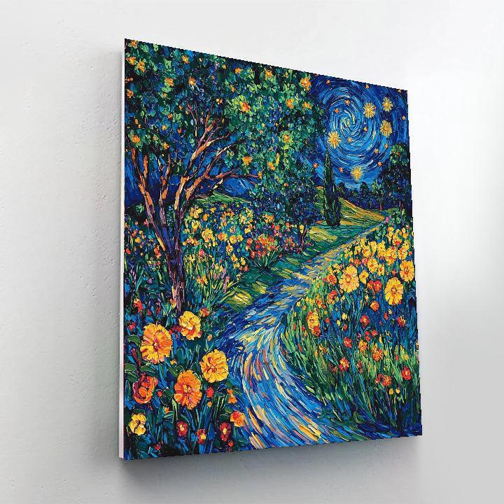 Vincent Van Gogh Inspired Enchanted Garden Under A Starry Night  Paint By Numbers