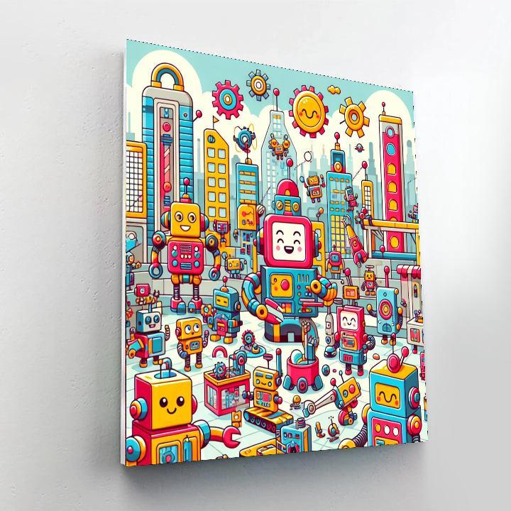 Friendly Robot World Paint By Color