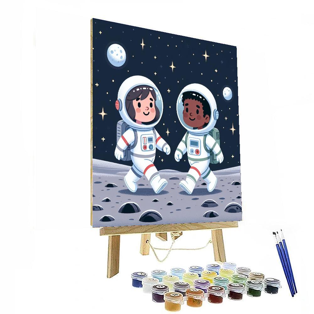 Moonlit Space Walk Paint By Numbers Art