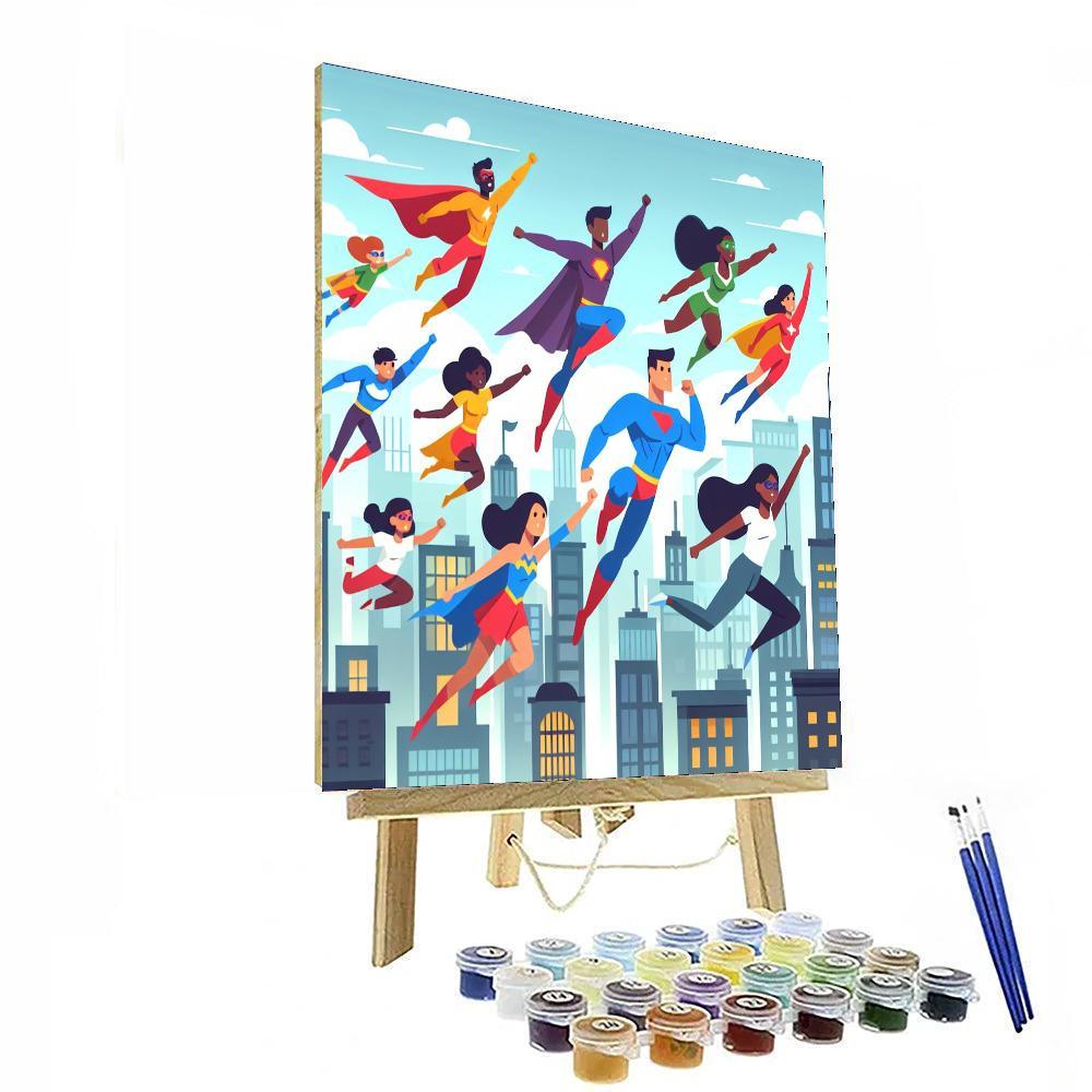 Superhero Action Team Numbered Painting Kits