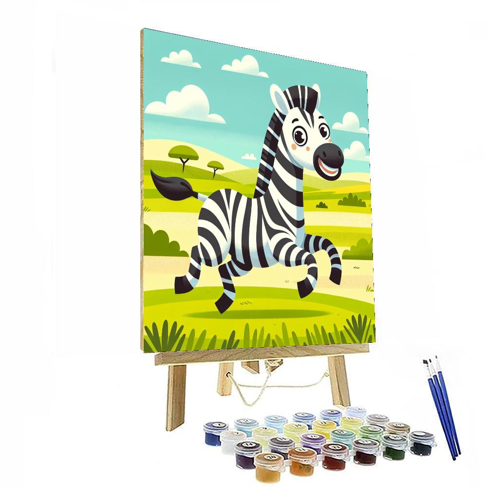 Safari Zebra Chase Paint By Numbers Art