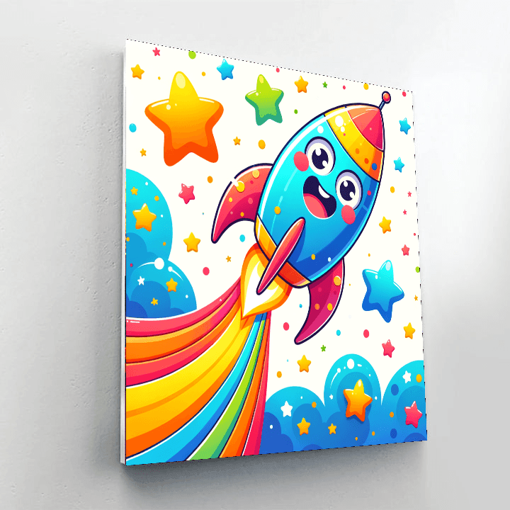 Rainbow Rocket DIY Paint By Numbers