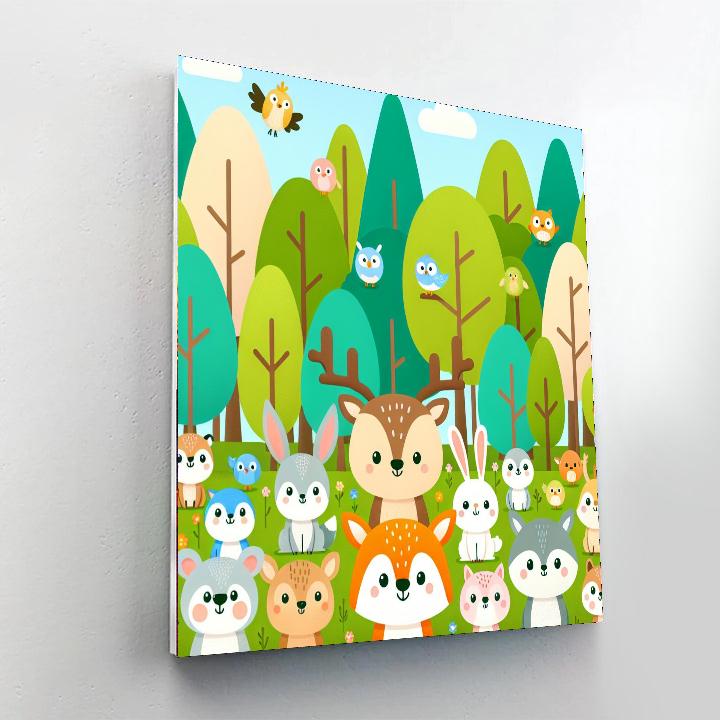 Friendly Woodland Friends Paint By Numbers Art
