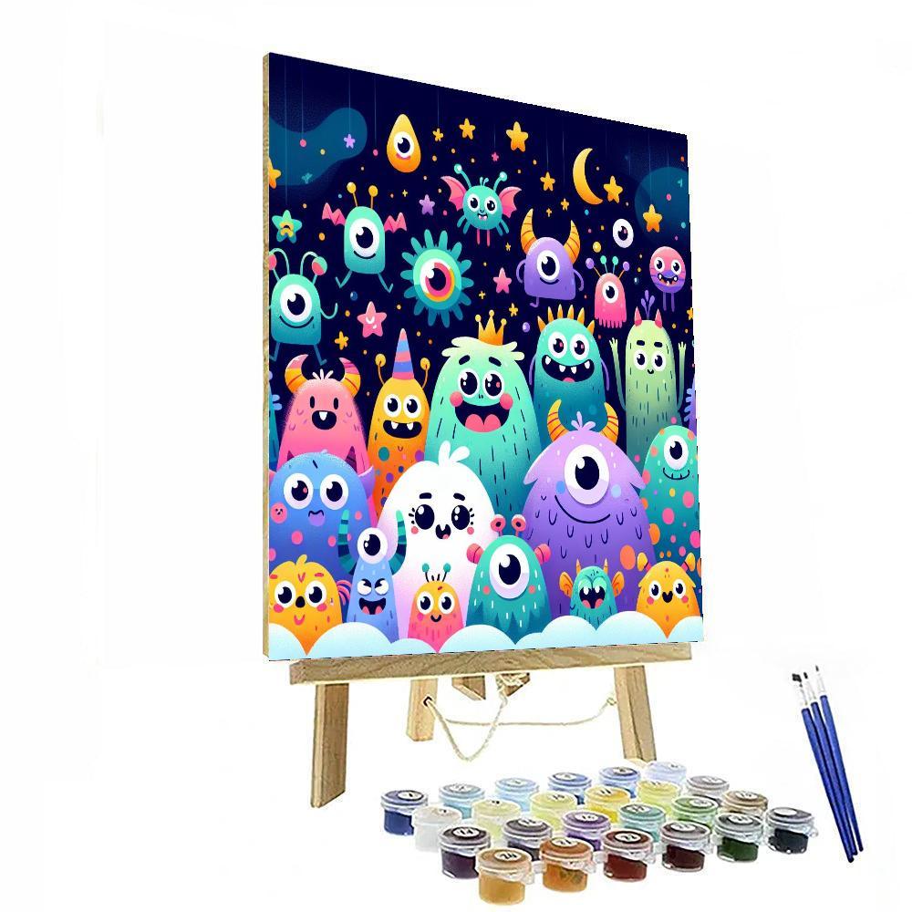 Cheerful Monster Friends Painting By Numbers Kit