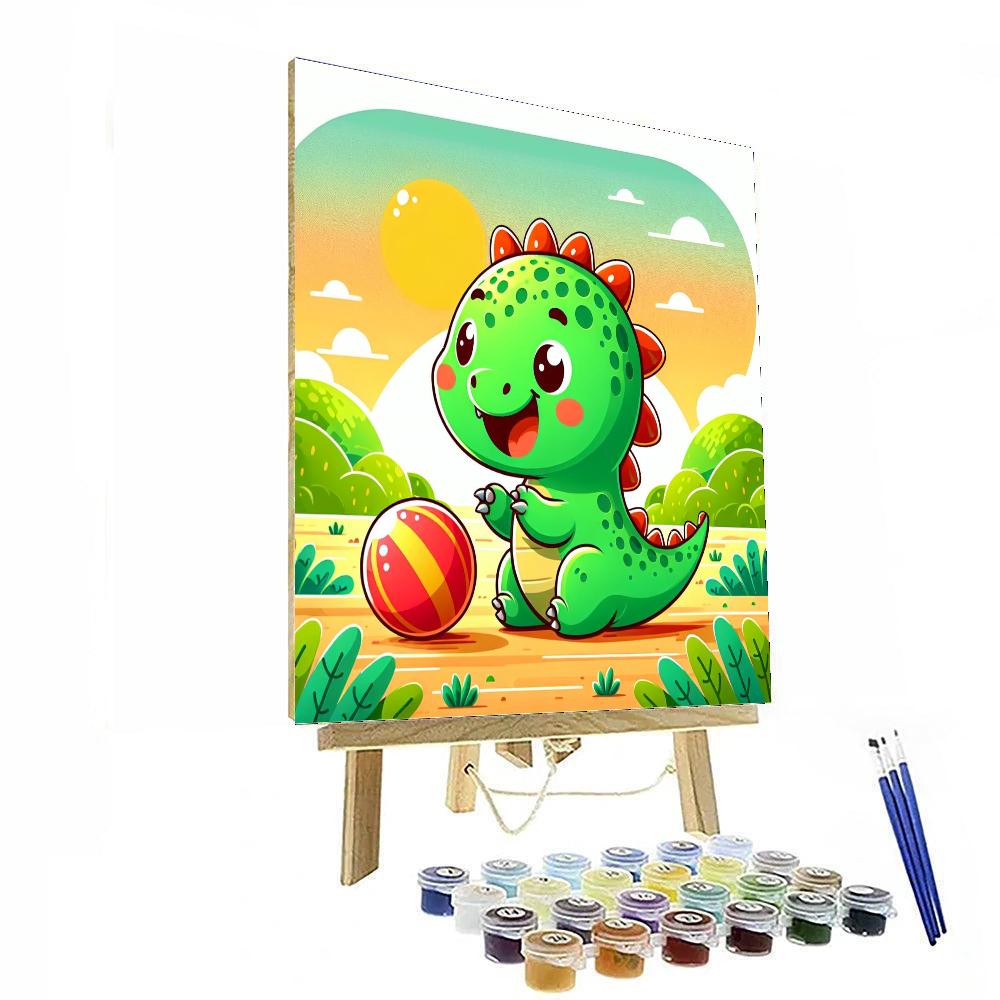 Friendly Dino Playtime Paint By Numbers Art