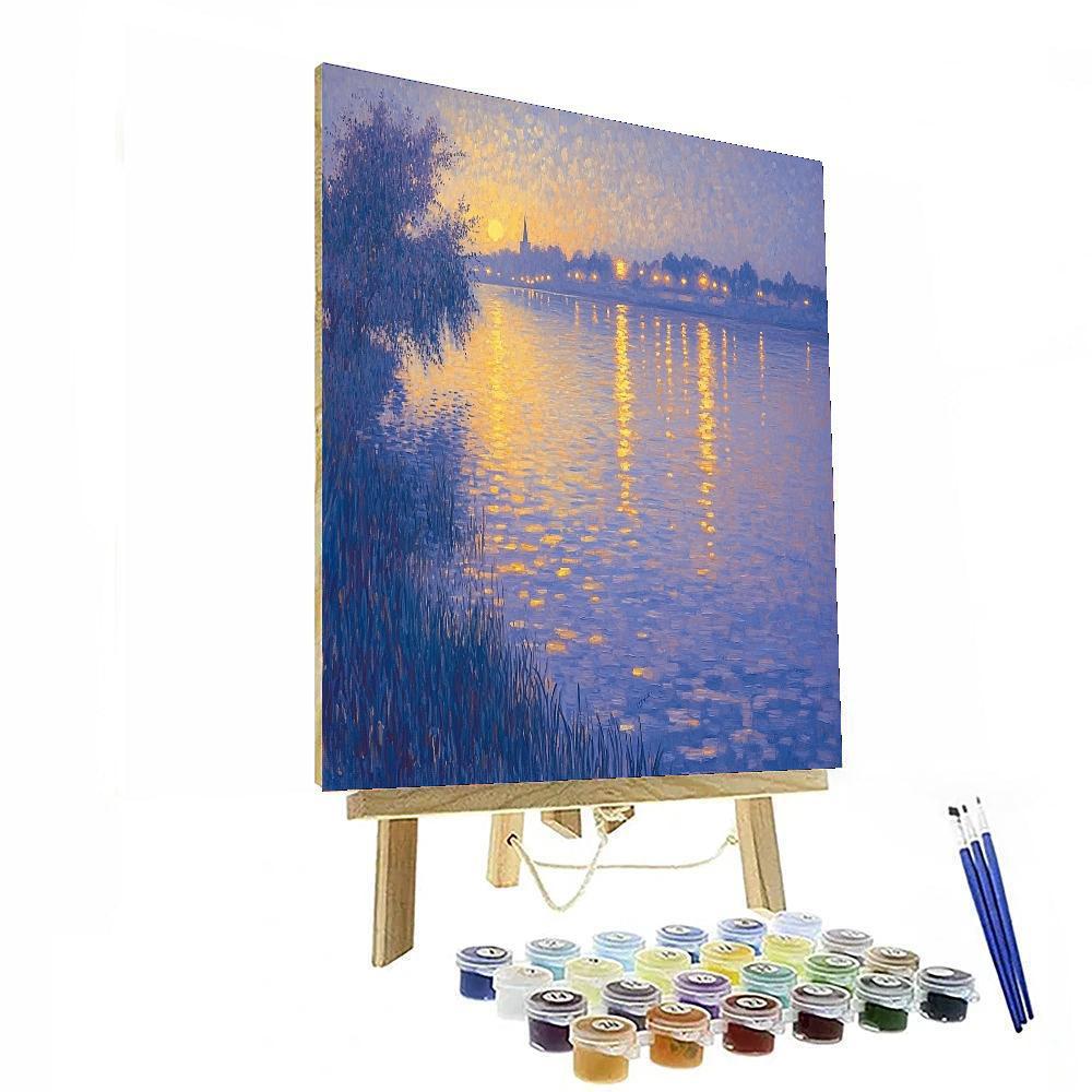 Georges Seurat Inspired Reflections Of Twilight  Paint By Number