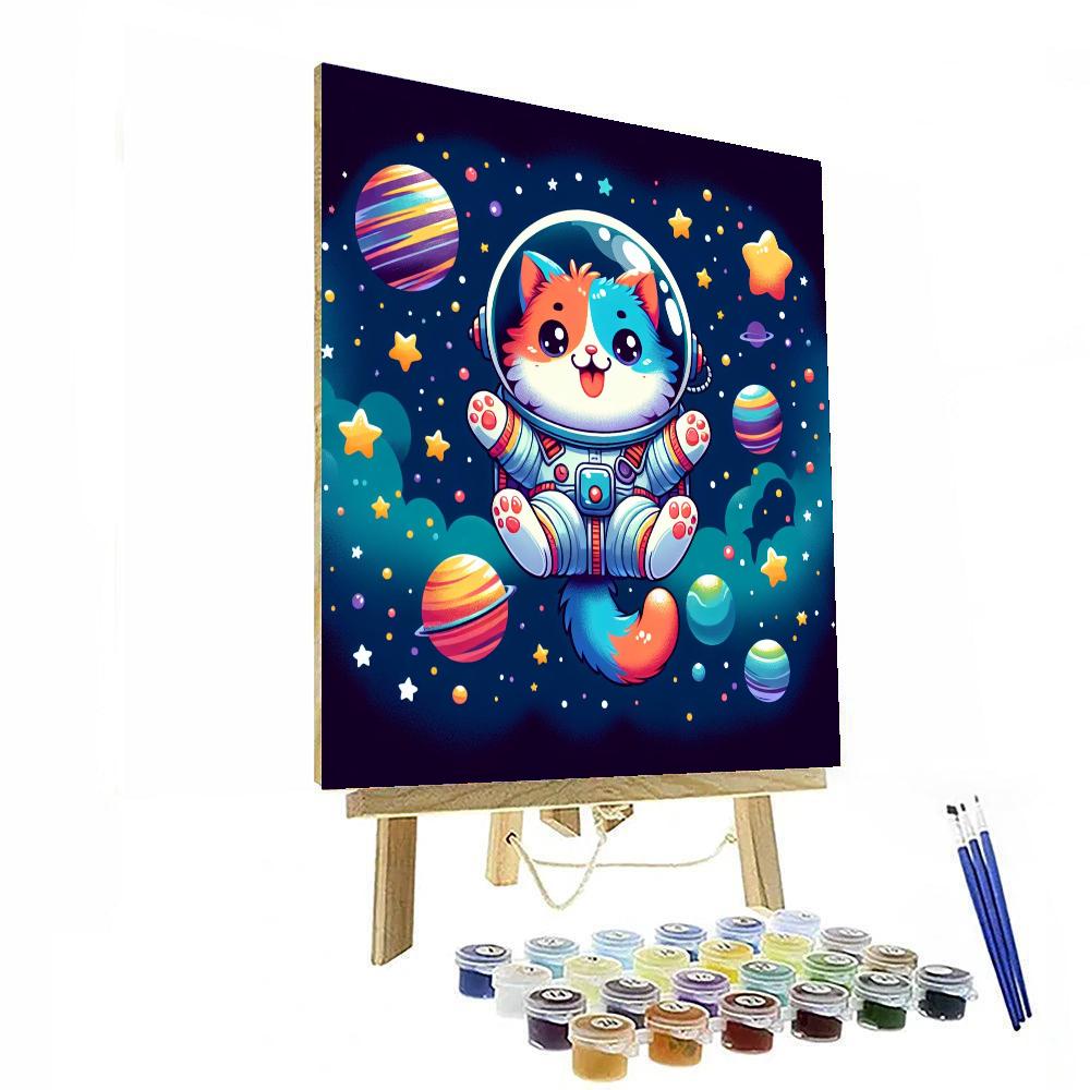 Curious Astronaut Cat Numbered Painting Kits