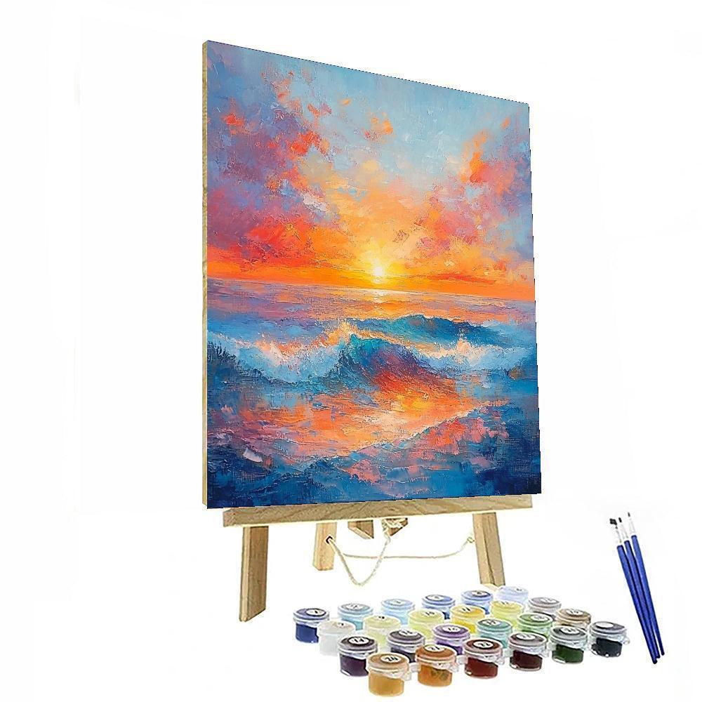 J.M.W. Turner Inspired Mediterranean Sunset Reflection  Paint By Numbers