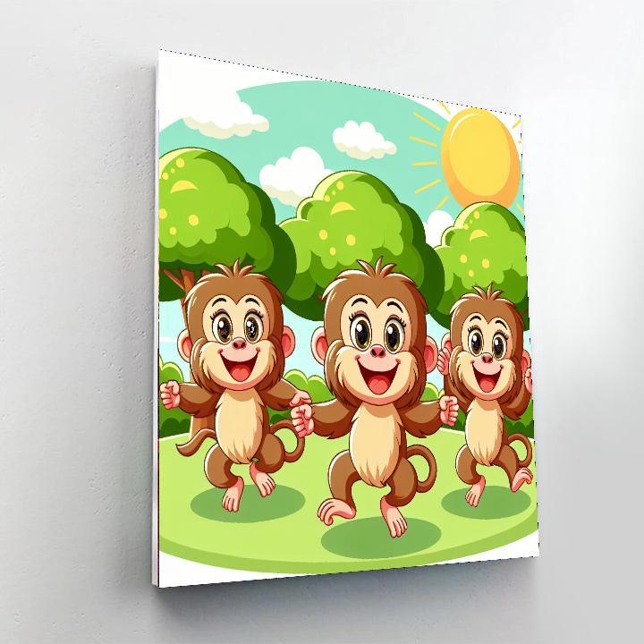 Bouncing Baboon Family Paint By Numbers Art