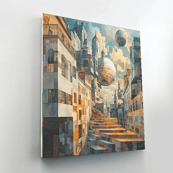 René Magritte Inspired Dreamscape Metropolis  Painting By Numbers Kit