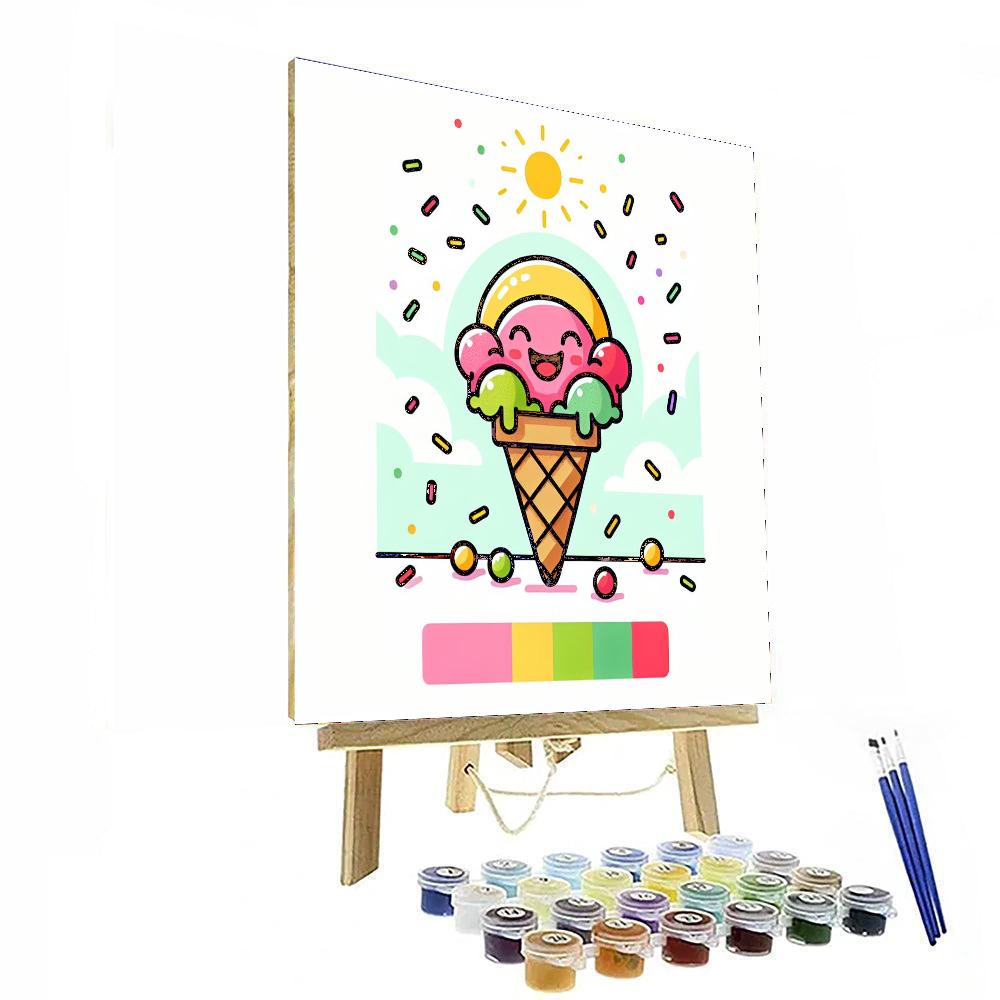 Happy Ice Cream Cone Painting By Numbers Kit