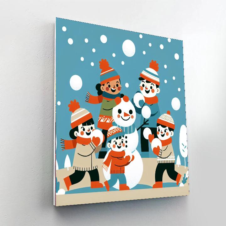Winter Wonderland Snowball Fight DIY Paint By Numbers