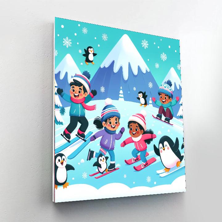 Snowy Mountain Ski Fest Paint By Numbers Art
