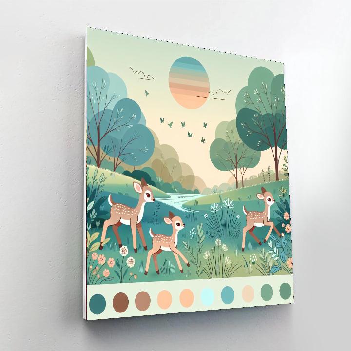 Frolicking Fawn Meadows Painting Number Kit
