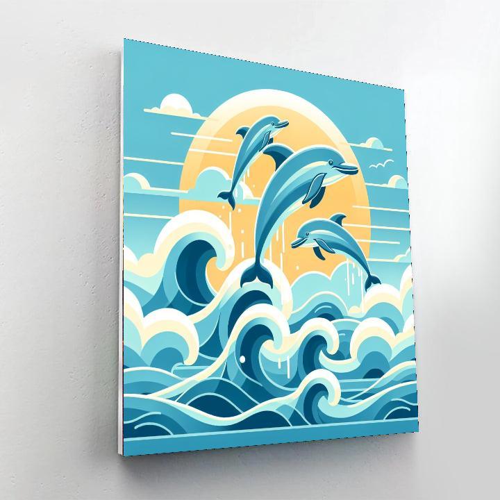 Diving Dolphins Paint By Numbers Art