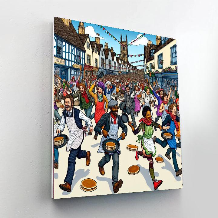 Pancake Day Races - Olney, England Number Painting