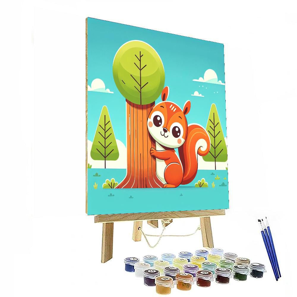 Cheeky Squirrel Hide-and-seek Painting Number Kit