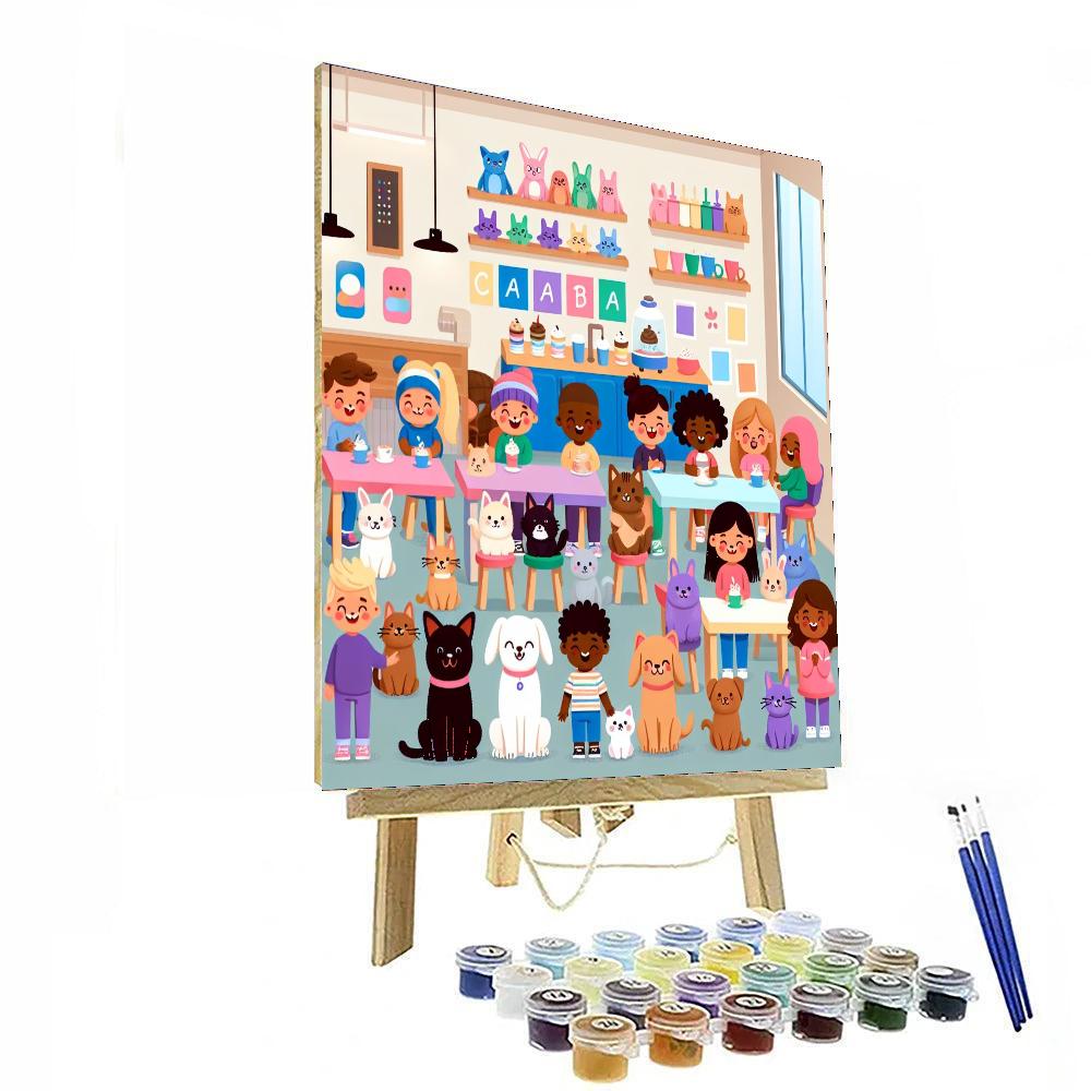 Cozy Pet Café Paint By Numbers Art