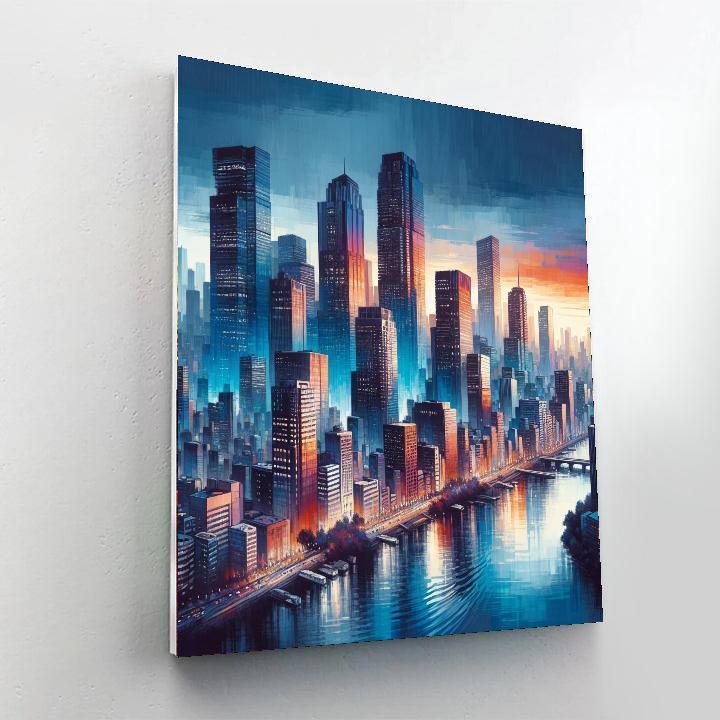 Contemporary Urban Skyline Numbered Painting Kits