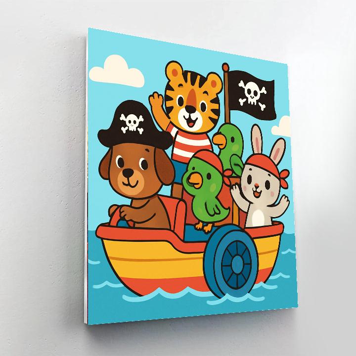 Paddle Boat Pirates Painting By Numbers Kit