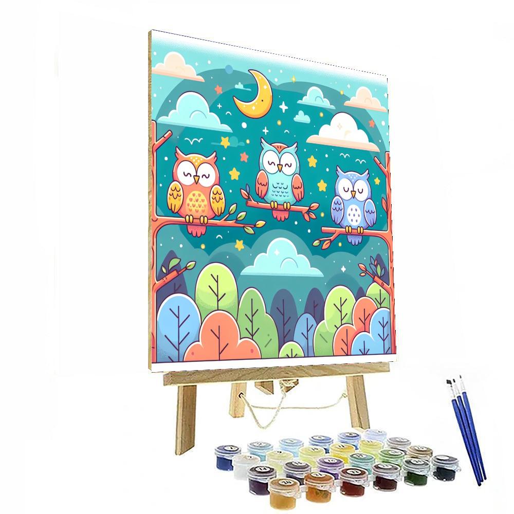 Colorful Owls Number Painting