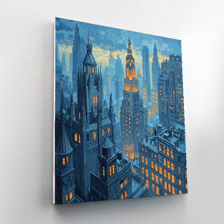Edward Hopper Inspired City Skyline Panorama  Paint By Numbers