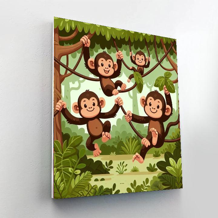 Cheeky Chimpanzees Paint By Numbers Art