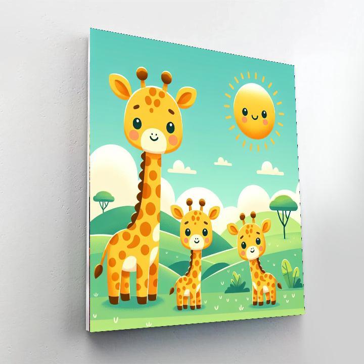 Joyful Giraffe Family Paint By Numbers Kits