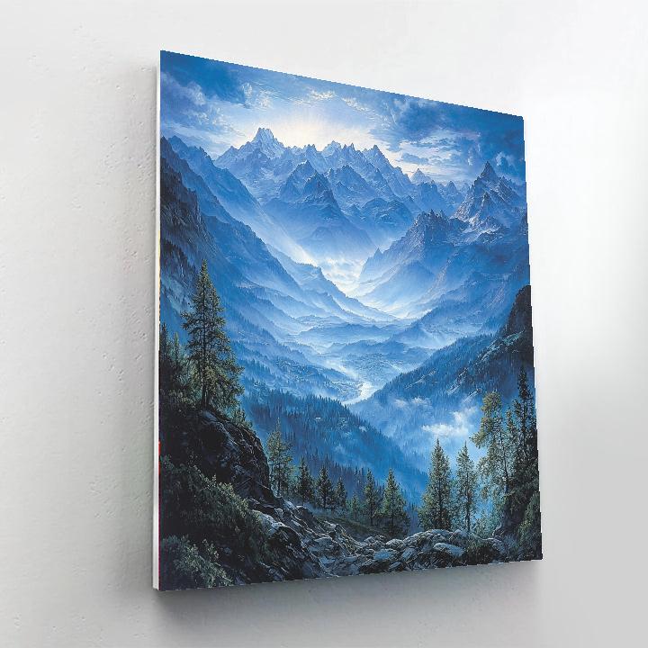 Caspar David Friedrich Inspired Glorious Alpine Peaks  Paint By Numbers