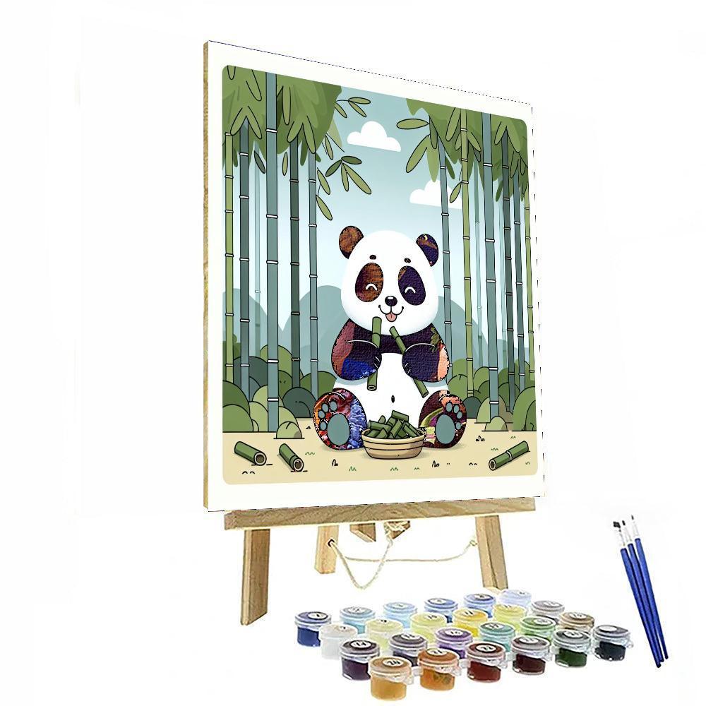 Panda's Peaceful Bamboo Retreat Paint By Number