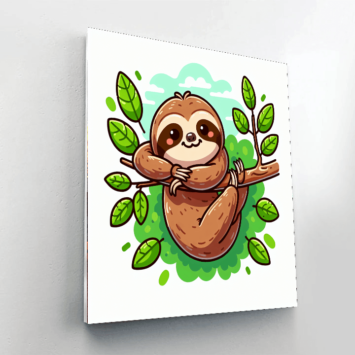 Lively Sloth Number Painting