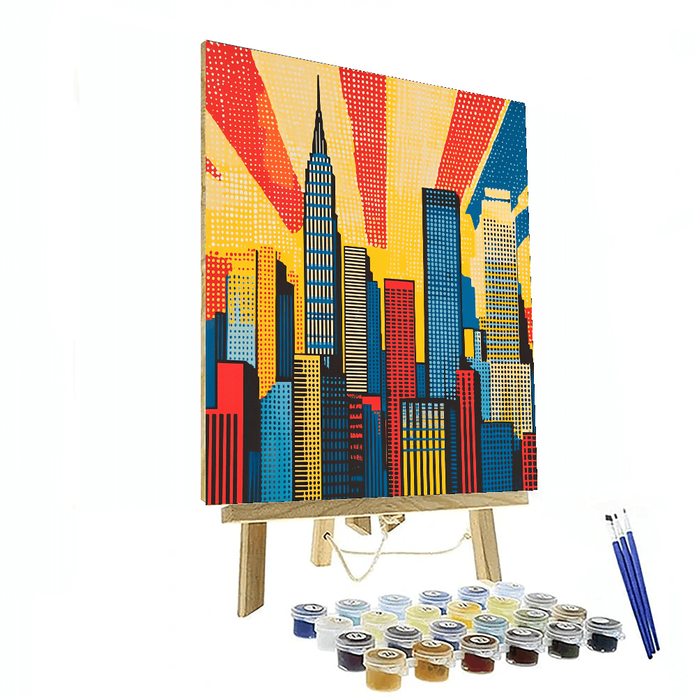 Roy Lichtenstein Inspired Pop Art Cityscape  Painting By Numbers Kit