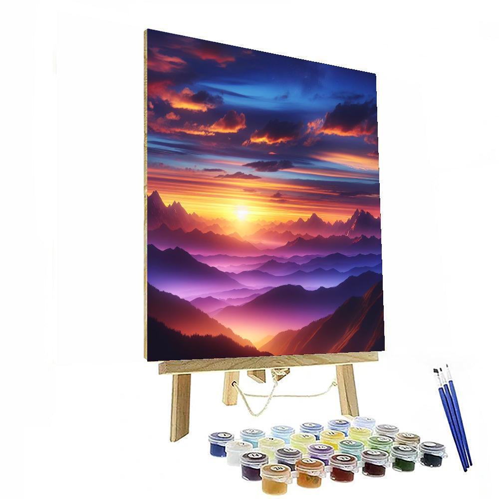 Dramatic Sunset Over Mountains Numbered Painting Kits