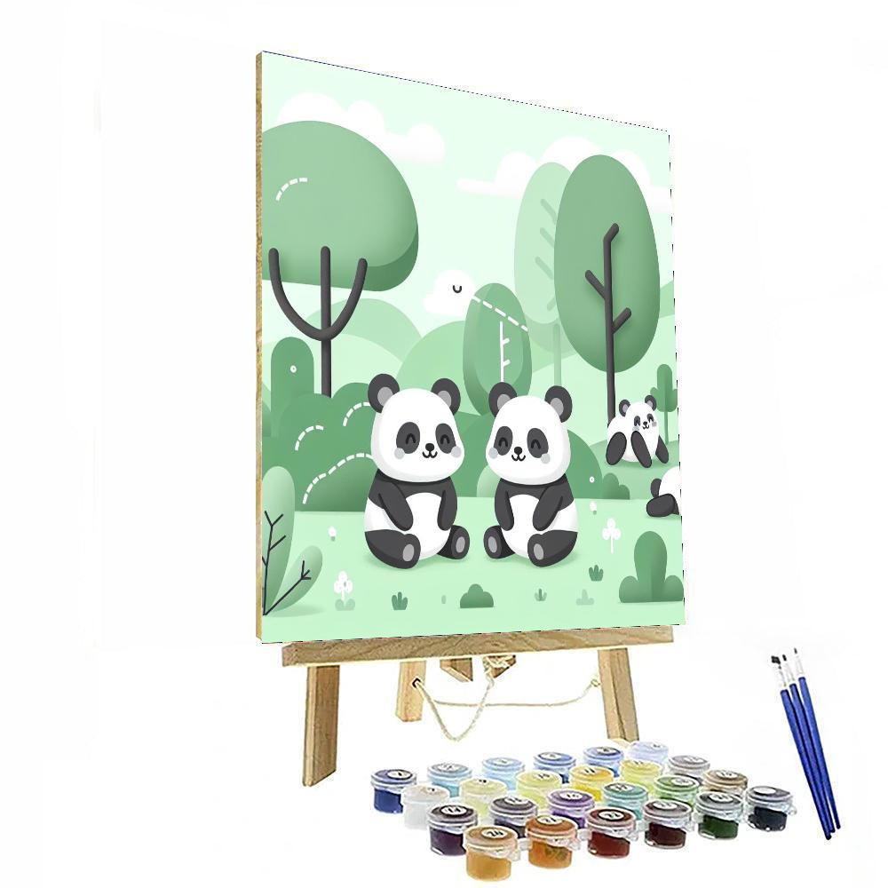 Peaceful Panda Playground Paint By Numbers Art