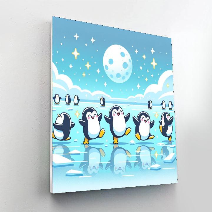 Moonlit Penguin Parade Paint By Number