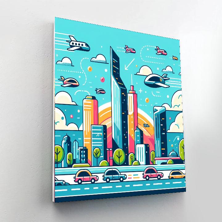 Futuristic Cityscape Journey Paint By Numbers Kits