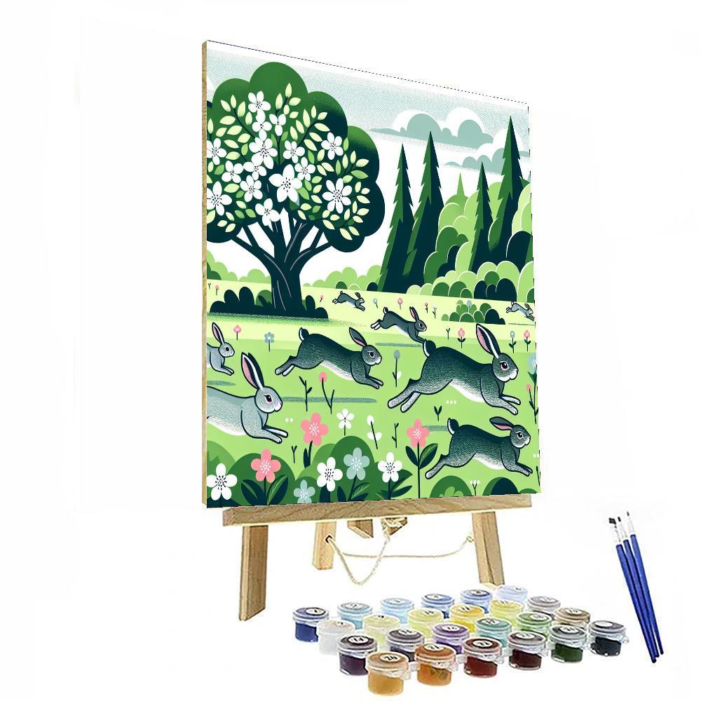 Racing Rabbits Paint By Numbers Art
